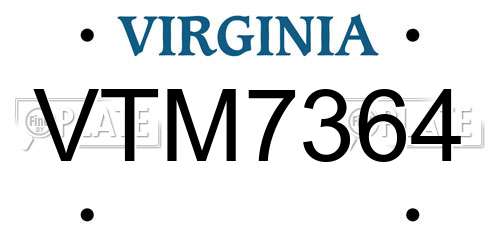 VTM7364 Virginia License Plate