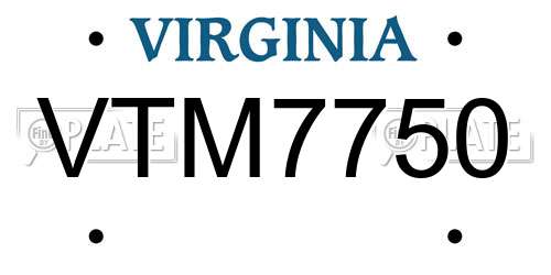 VTM7750 Virginia License Plate