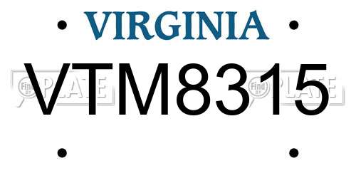 VTM8315 Virginia License Plate