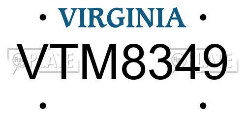 VTM8349 Virginia License Plate