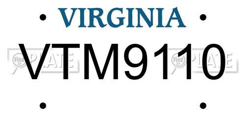 VTM9110 Virginia License Plate