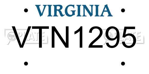 VTN1295 Virginia License Plate