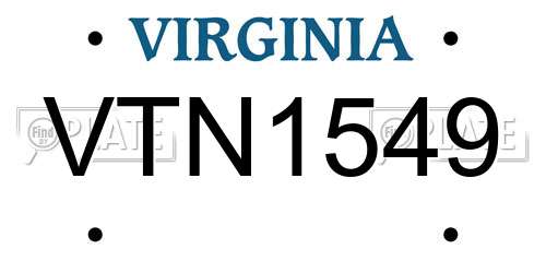 VTN1549 Virginia License Plate