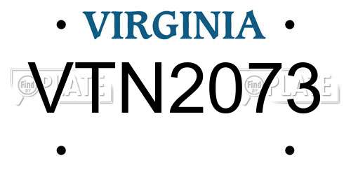 VTN2073 Virginia License Plate