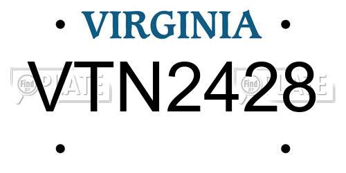 VTN2428 Virginia License Plate