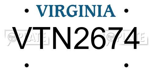 VTN2674 Virginia License Plate