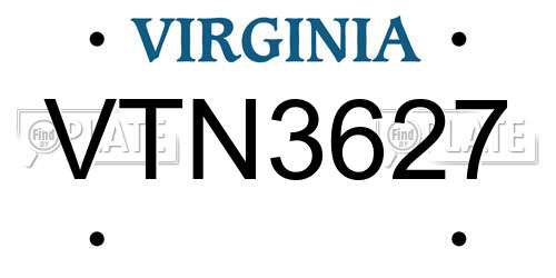 VTN3627 Virginia License Plate