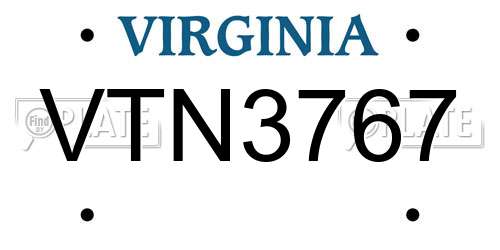 VTN3767 Virginia License Plate