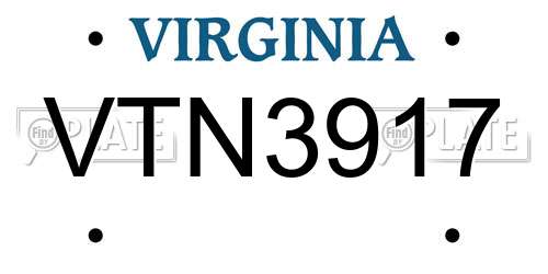 VTN3917 Virginia License Plate
