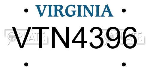VTN4396 Virginia License Plate