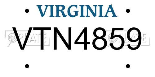 VTN4859 Virginia License Plate
