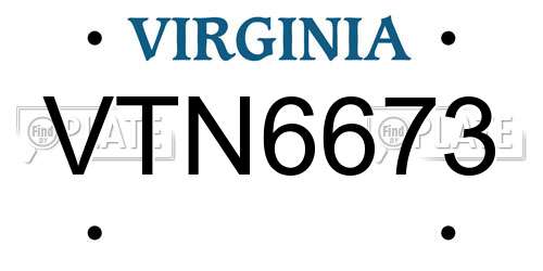 VTN6673 Virginia License Plate