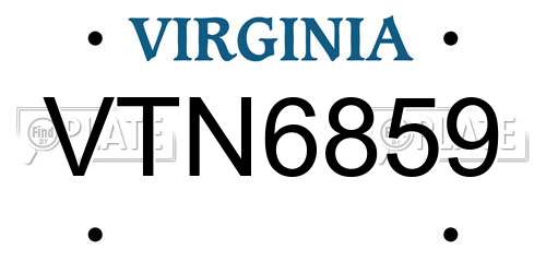 VTN6859 Virginia License Plate