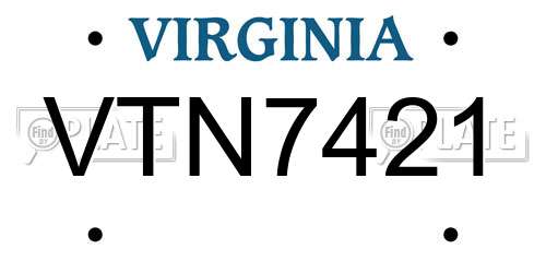VTN7421 Virginia License Plate