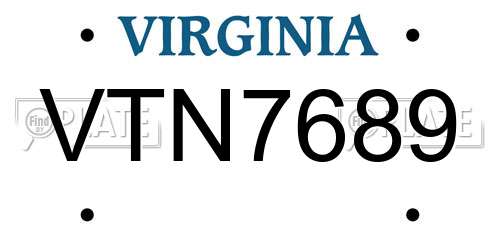 VTN7689 Virginia License Plate