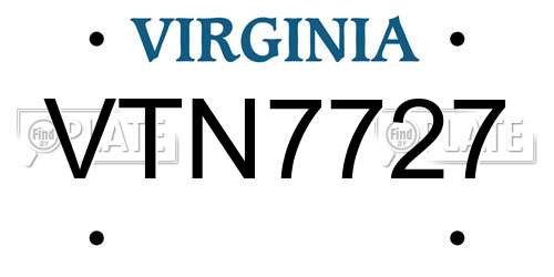 VTN7727 Virginia License Plate