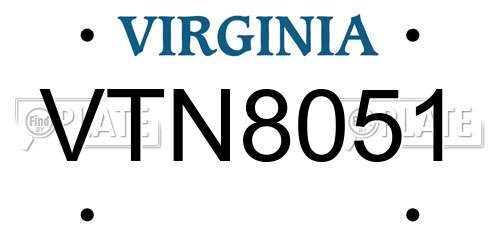 VTN8051 Virginia License Plate
