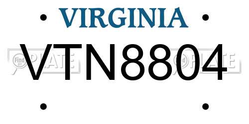 VTN8804 Virginia License Plate