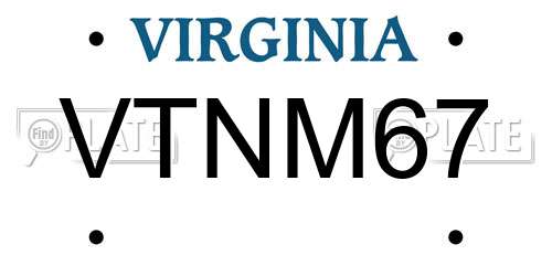 VTNM67 Virginia License Plate