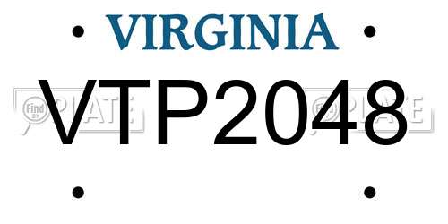 VTP2048 Virginia License Plate