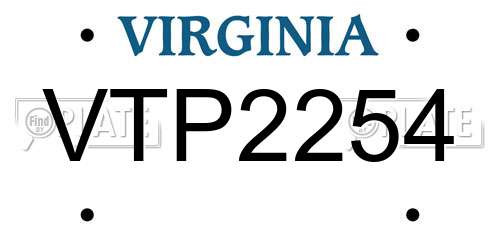 VTP2254 Virginia License Plate