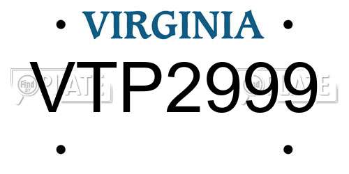 VTP2999 Virginia License Plate
