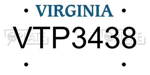 VTP3438 Virginia License Plate