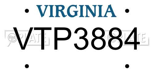 VTP3884 Virginia License Plate