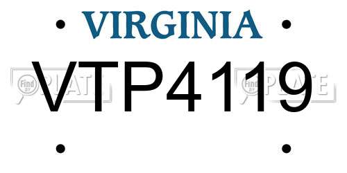 VTP4119 Virginia License Plate