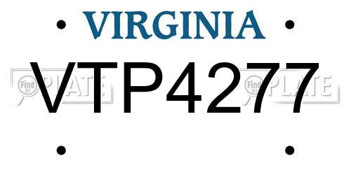 VTP4277 Virginia License Plate