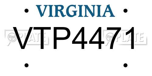 VTP4471 Virginia License Plate