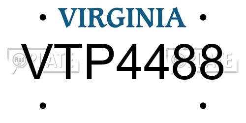 VTP4488 Virginia License Plate
