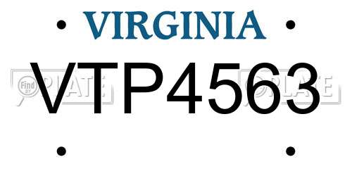 VTP4563 Virginia License Plate