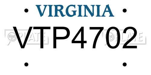 VTP4702 Virginia License Plate