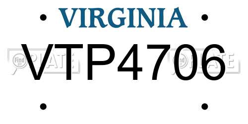 VTP4706 Virginia License Plate