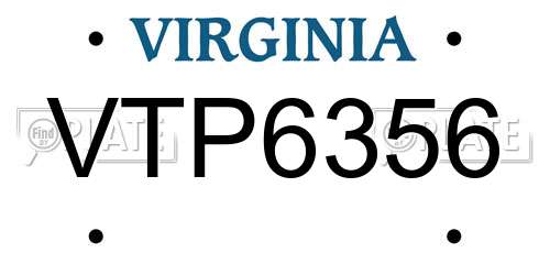 VTP6356 Virginia License Plate