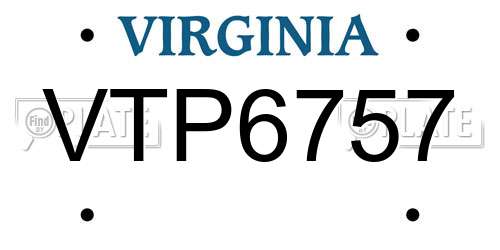 VTP6757 Virginia License Plate