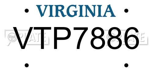 VTP7886 Virginia License Plate