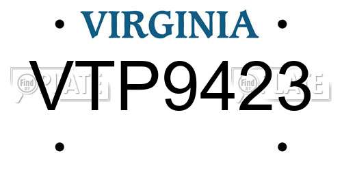 VTP9423 Virginia License Plate