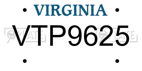 VTP9625 Virginia License Plate