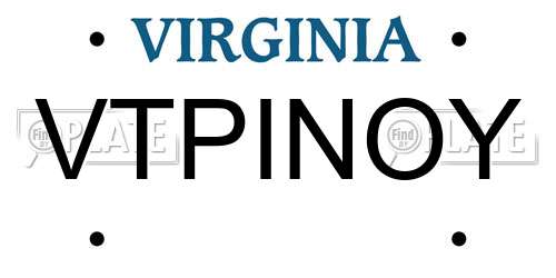 VTPINOY Virginia License Plate