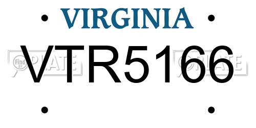 VTR5166 Virginia License Plate