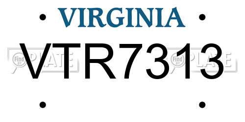 VTR7313 Virginia License Plate