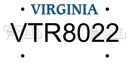VTR8022 Virginia License Plate