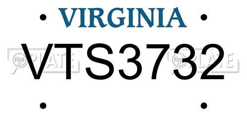 VTS3732 Virginia License Plate