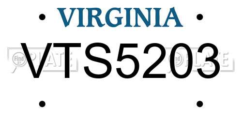 VTS5203 Virginia License Plate