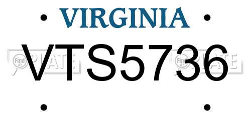 VTS5736 Virginia License Plate