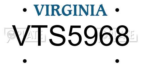 VTS5968 Virginia License Plate