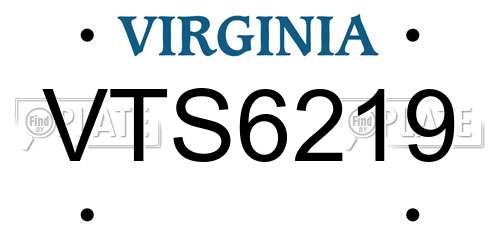 VTS6219 Virginia License Plate