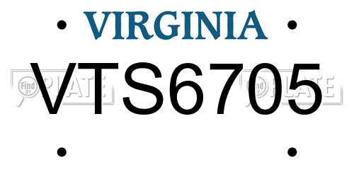 VTS6705 Virginia License Plate